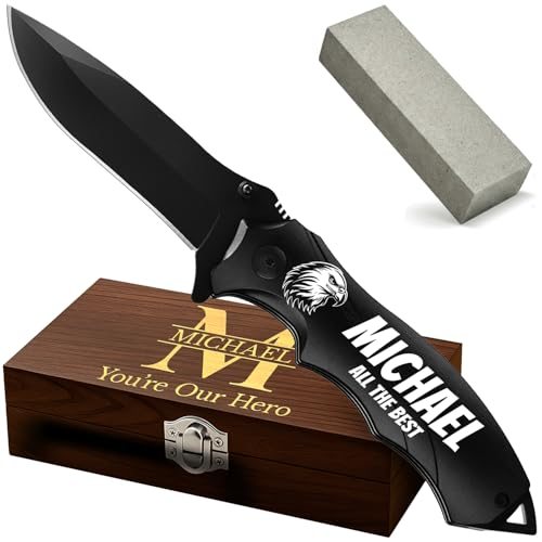 Grand Way Engraved Glass Breaker Knife in Gift Box — Black