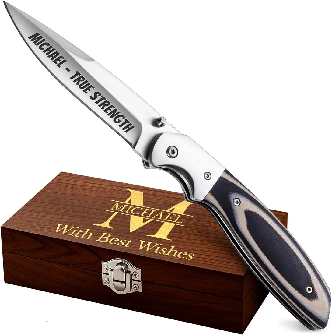 Grand Way Engraved Silver Pocket Knife