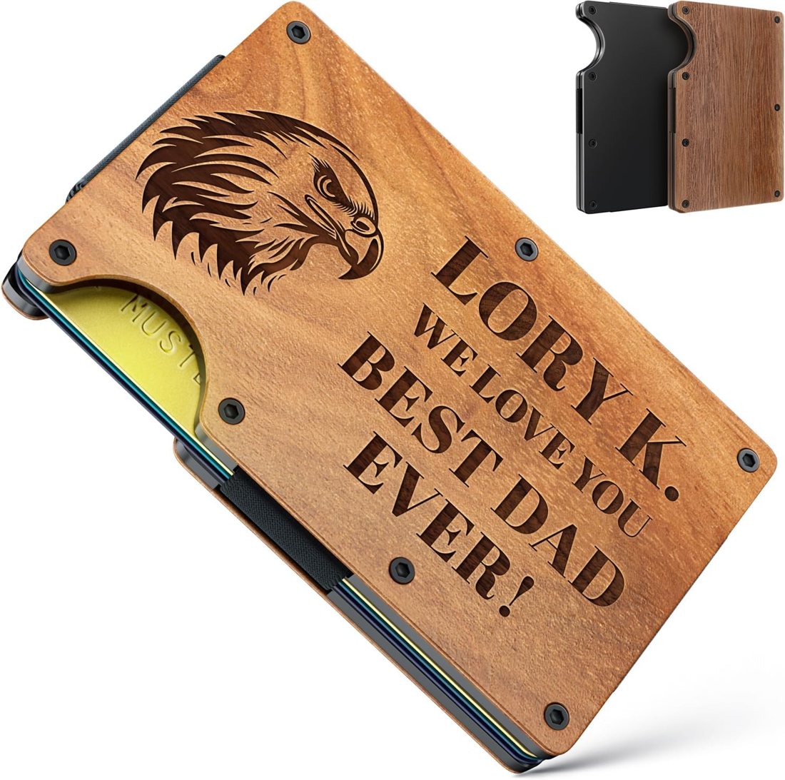 Grand Way Engraved Wooden Card Wallet