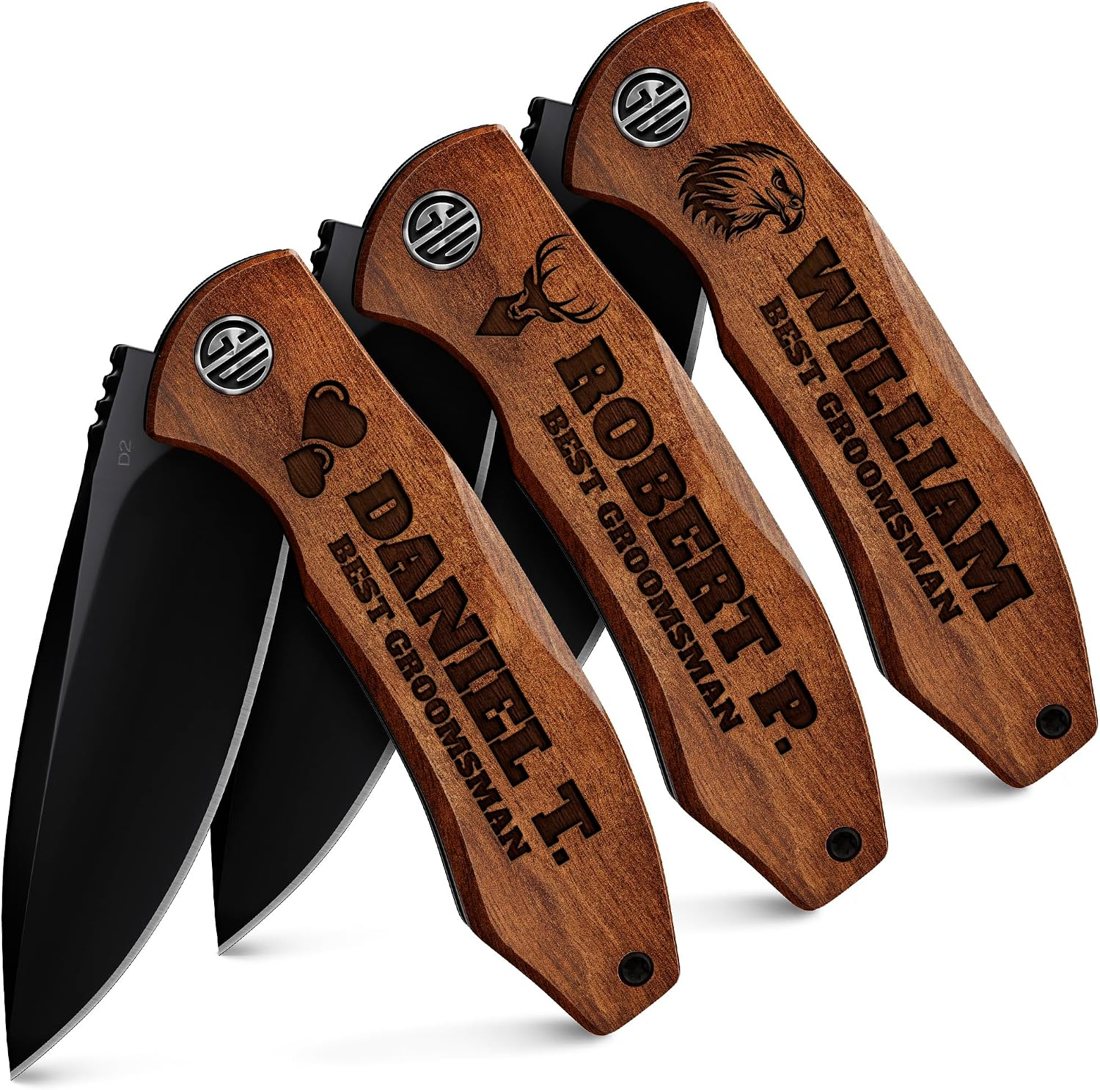 Grand Way Groomsmen D2 Steel & Guibourtia Knife Set