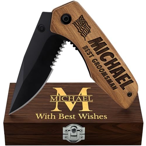 Grand Way Groomsmen Wood Handle Knife Set — Single
