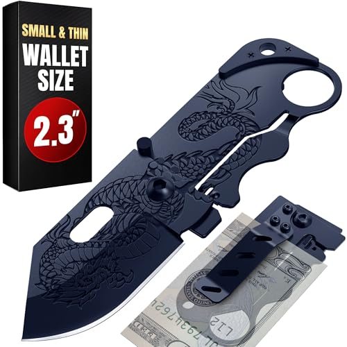Grand Way Money Clip Pocket Knife with Dragon Blade — Black