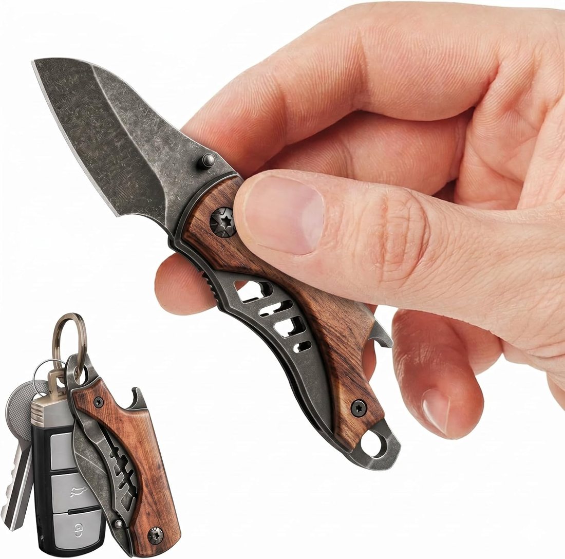 Grand Way Small Wood Pocket Knife with Bottle Opener