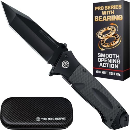 Grand Way Tanto Ball Bearing Knife with Case — Black